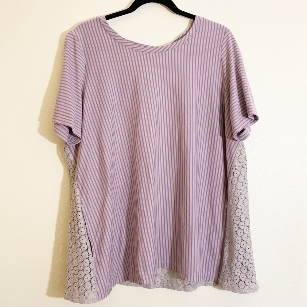 LOGO| Lori Goldstein purple striped with lace back